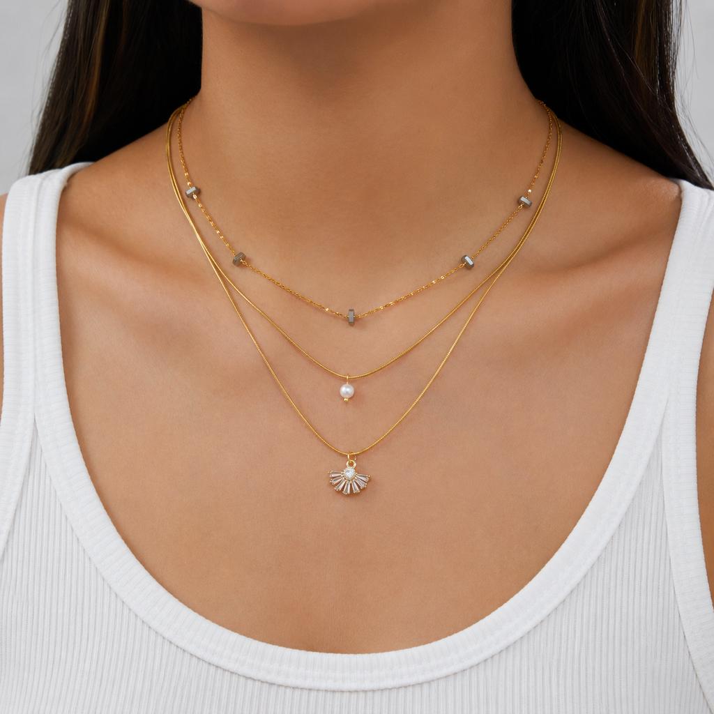 316LStainless Steel Layered Necklace for Women Gold Color Evil Eye Pendant Layer Y Chain Long Lariat Minimalist Jewelry Gift