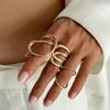 Punk Irregular Metal Line Rings for Women Men Gold Copper Color Geometric Hollow Circular Adjustable Finger Knuckle Ring Zircon