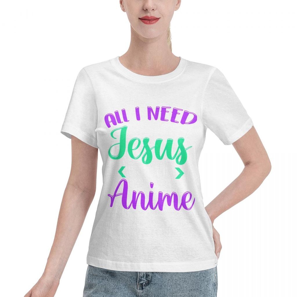 Easy To Pair Cute All I Need Is Jesus And Anime Japanese Kawaii Unisexs TShirt Outdoor Activity Plain Cotton Top