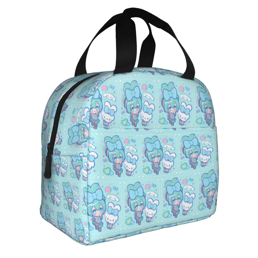 Custom Hatsunes Anime Mikus Thermal Insulated Lunch Bag Women Men Manga Resuable Lunch Tote for School Multifunction Food Box