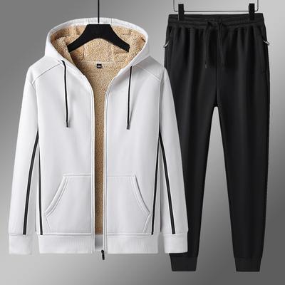Grande taille hommes automne et hiver mode décontracté polaire vêtement de sport pantalons de survêtement et sweat 2 pièces ensembles