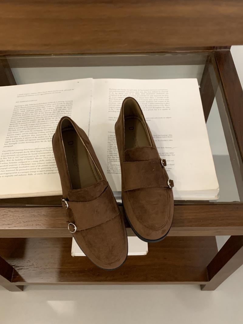 

2025 новые ретро туфли с двойной пряжкой и лоферы женские в британском стиле с круглым носком, маленькие кожаные туфли на низком каблуке для повседневной носки 39