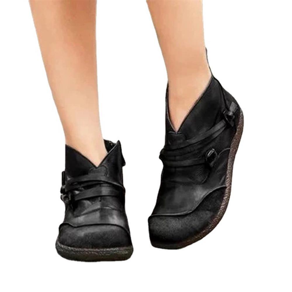 Botines Planos Arusha Marrones Con Hebilla Y Cremallera Decorativas Owel |  Querol