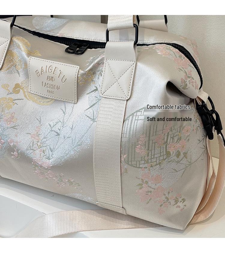 Torba podróżna na ramię w stylu chińskim z haftem o dużej pojemności