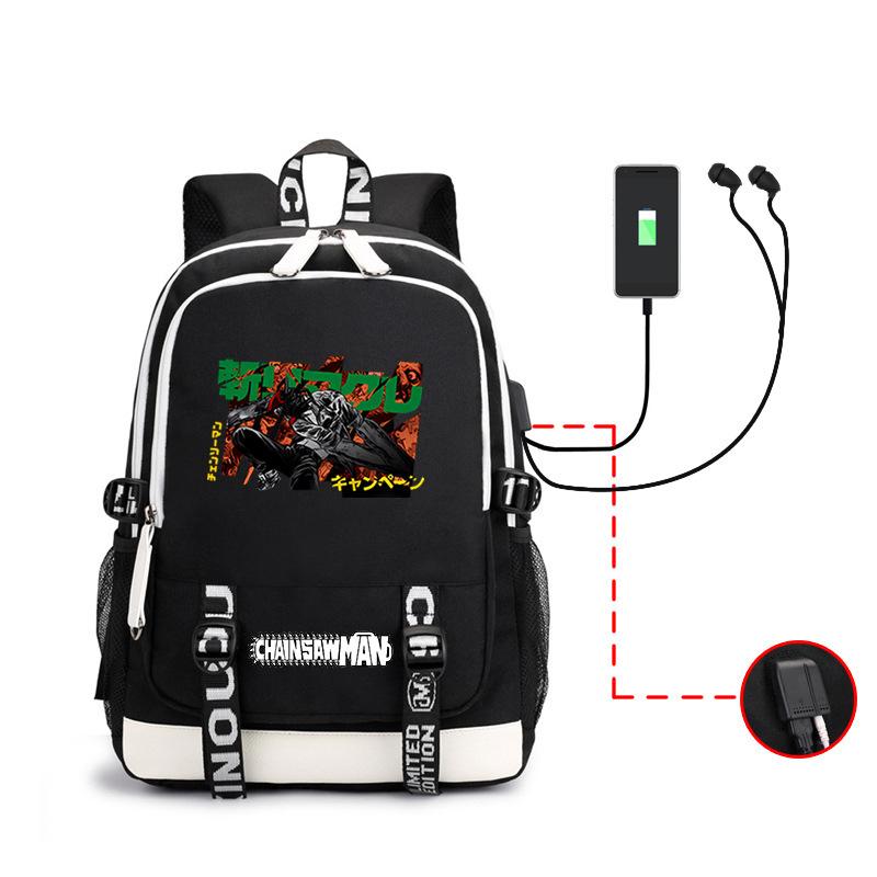Animation, Chainsaw Man, Peripheral Backpack Usb Large-Capacity Computer Bag, Youth Schoolbag