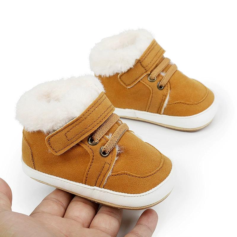 Toddler Lined Cotton Boots, Walking Shoes for Boys and Girls, Size 13, Brown