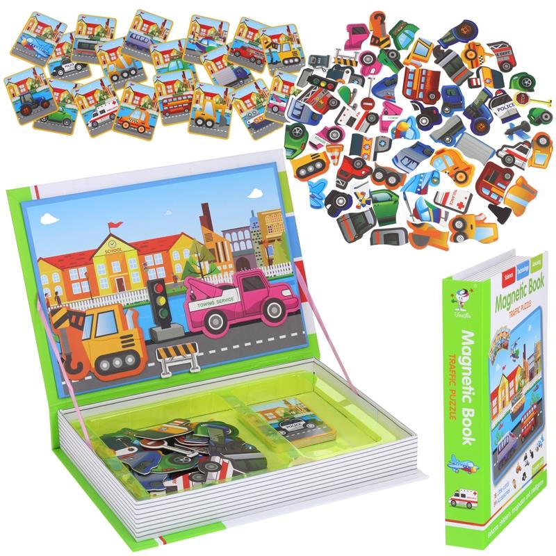 Puzzle Book Magnetic Magnets Puzzle Vehicles Cars Transport 77 pcs.