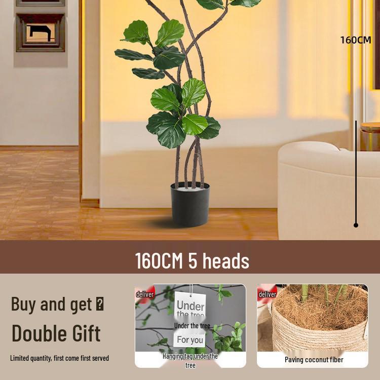 Large Potted Fiddle-Leaf Fig: Luxury Faux Green Plant for Living Room Decor