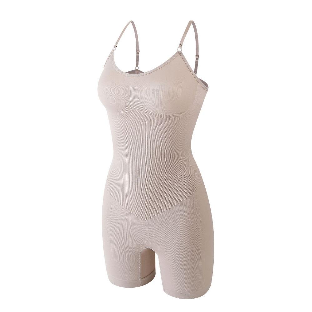 Plus-size Postpartum Shapewear Hip-lift Midriff Corset Seamless Crew Neck Strap Bodysuit