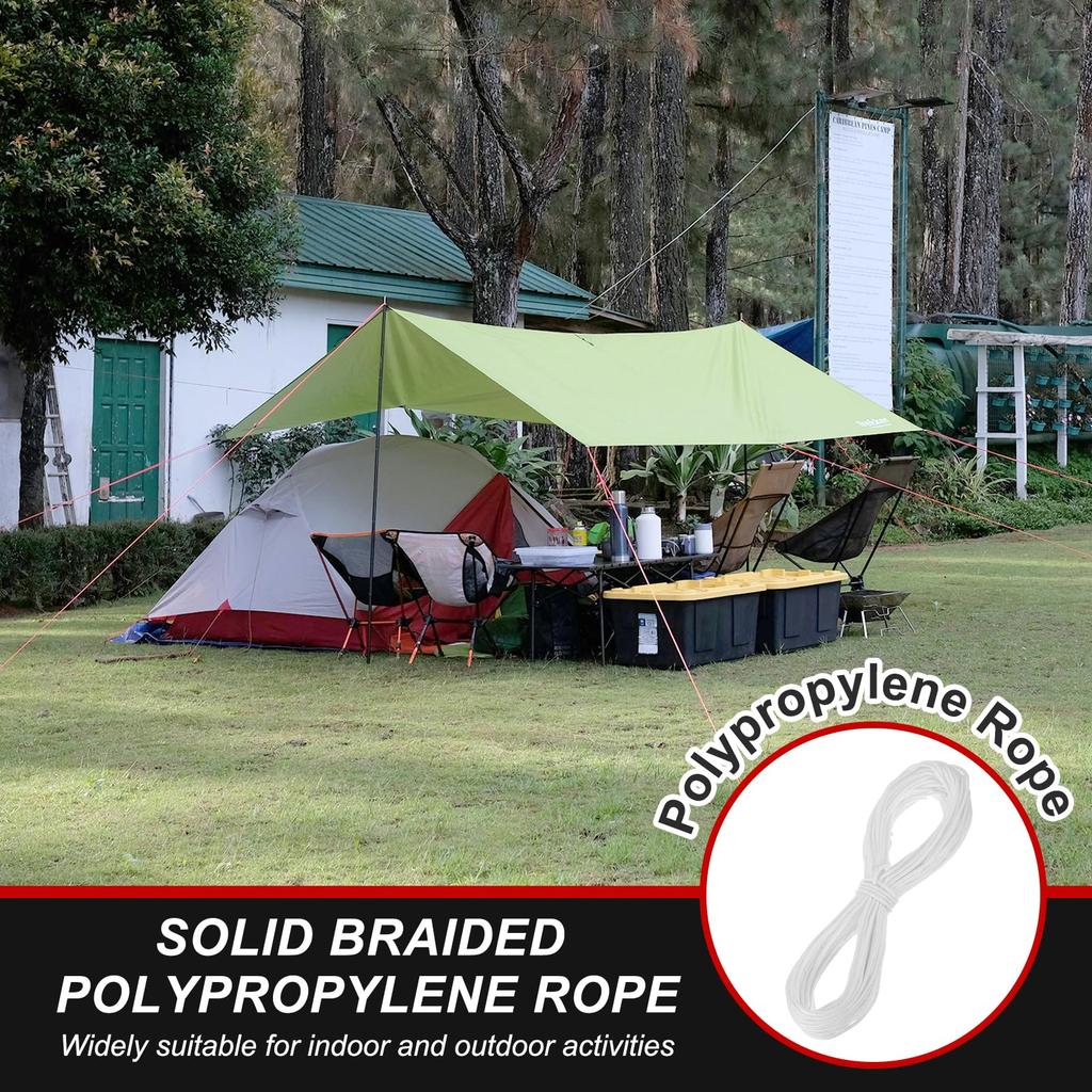 Uxcell 1/4" 150ft Polypropylen Seil, Fest geflochtenes Utility Seil für Camping, Fahnenmasten, Schränke und Außenbereich, Weiß