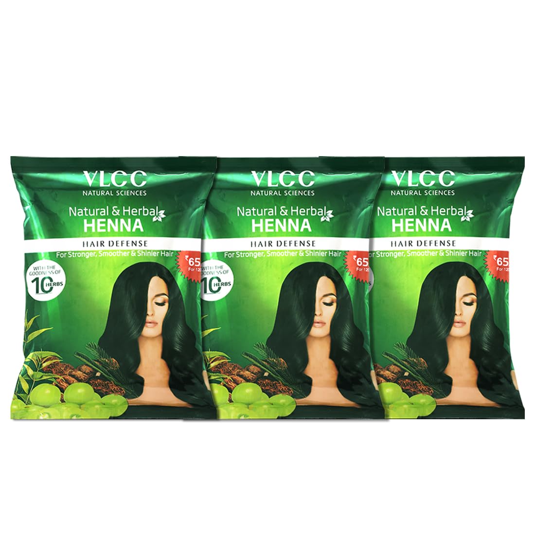 

VLCC Natural & Herbal Henna 120g X 3 For Stronger Smoother Shinier Hair with 10 Herbs