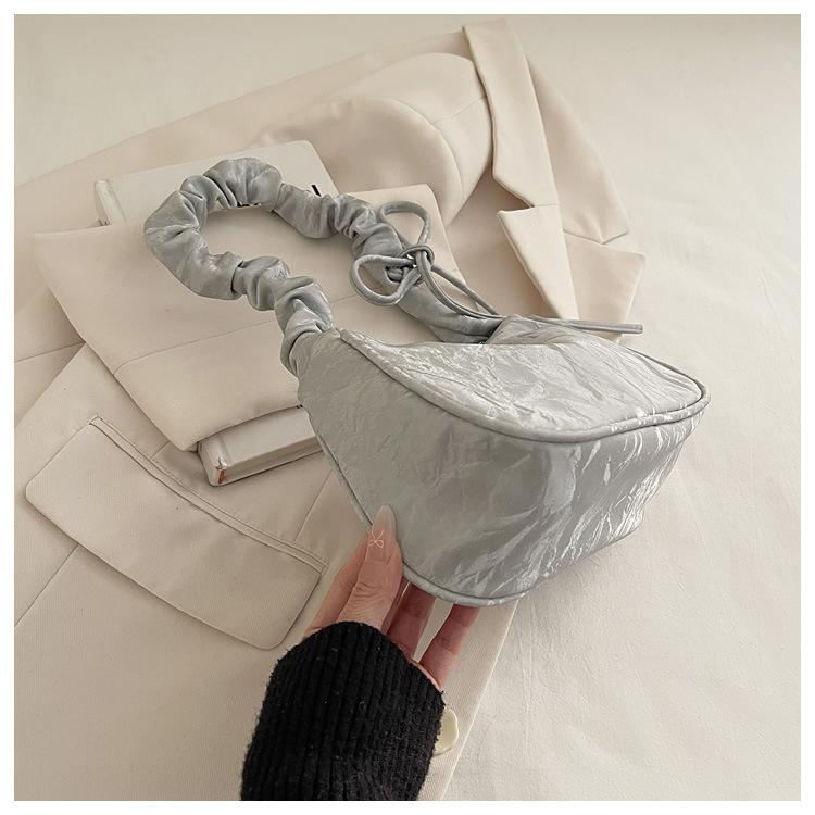 Korean Style Ruched High Aesthetic Armpit Bag for Women, Retro Single Shoulder Handbag, Personalized Handheld Purse