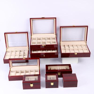 High-Gloss European Style 6-Slot Solid Wood Watch Box with Dustproof Window