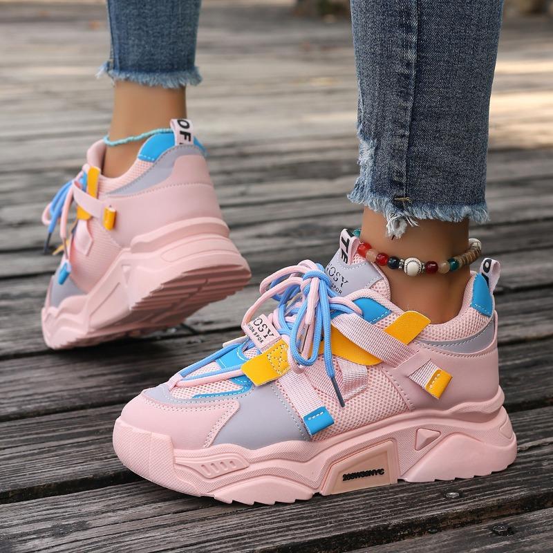 Modă Modă Adidași de Designer Colorat pentru Femei cu Plasă de Vară Toamnă, Respirabili Ușori cu Talpă Moale Adidași cu Platformă pentru Studenți