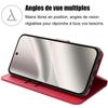 Coque de Téléphone - E.F.Connection - pour Google Pixel 10 Pro - Cuir PU Rouge - 2 Verres Trempés