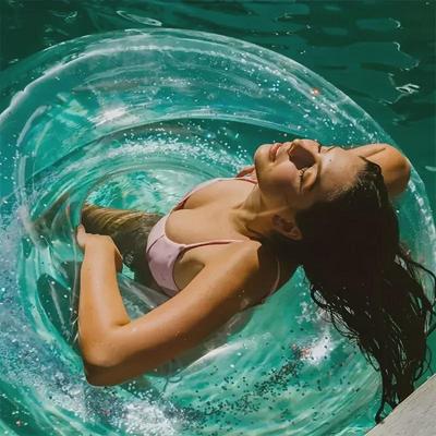 Transparent Sequin Swimming Ring for Adults & Kids - Thickened PVC Inflatable Pool Toy
