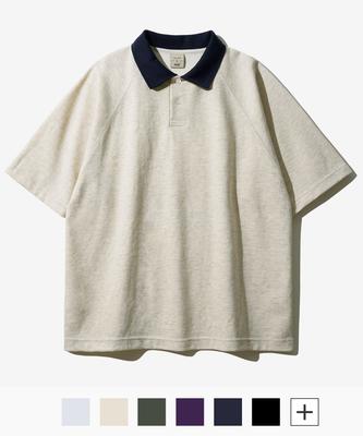 FP142 Double Cotton Two-Tone Collared Short Sleeve T-Shirt Oatmeal Sjst1412