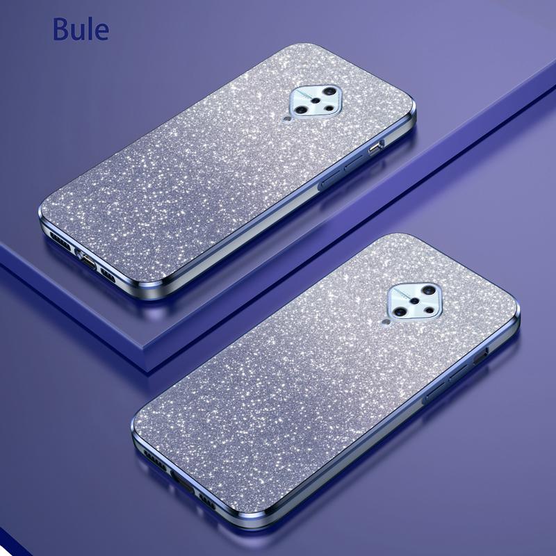 

Для VIVO Y9S V17 Розкішний Гальванізований Блискучий Чохол для Телефону Для Vivo Y9s V17 Чохол Прозора М яка Захисна Кришка з ТПУ Захисний Бампер з ТПУ For Vivo V17 синій