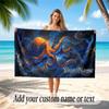 Octopus Sea Life Theme Soft Beach Towel Personalized Custom Name Text Towel Portable for Beach Pool Travel