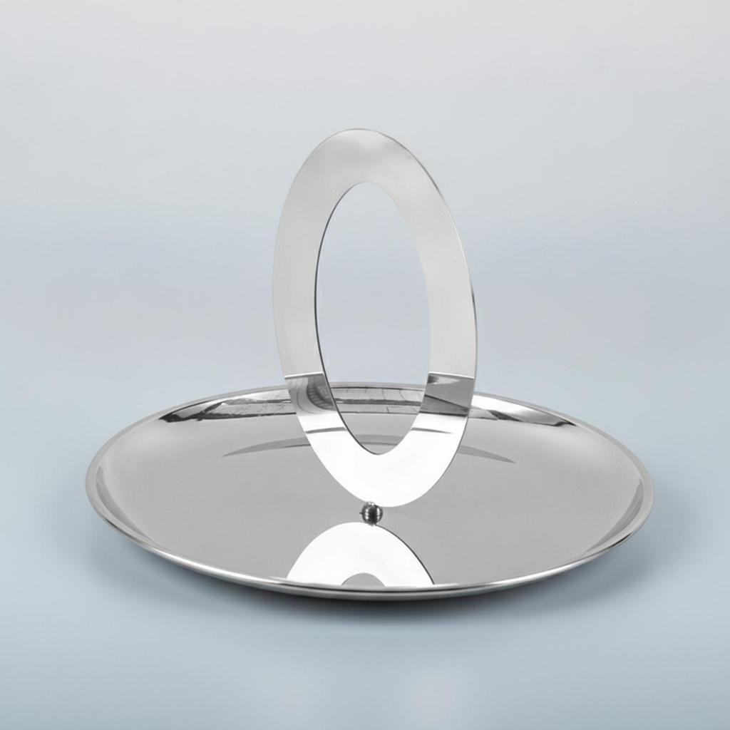 Fruit Tray with Handle Polished Metal Dish Reflective for Dining Table, Tabletop