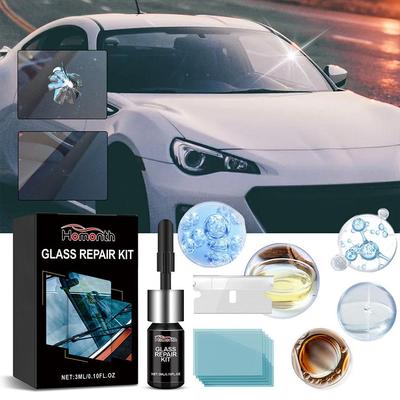 Autowindschutzscheiben-Reparaturset für Kratzer, Risse und Steinschläge Glasreparatur Umweltfreundlich Fahrzeugfenster Reparaturwerkzeuge F4X2
