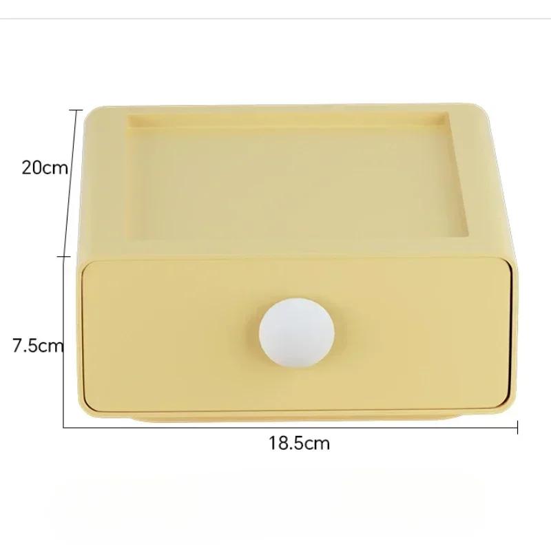 Tabletop Organizer Boxes Solid Color Drawer Storage Boxes Stackable Plastic Drawer Box Cosmetics Container Case Household Bins