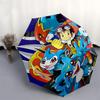 1pc Outdoor Umbrella with Digimon Characters - Automatic Opening/Closing, Portable 3-Fold Design, 8-Rib Iron Frame - Perfect Gift for Fans, Trave
