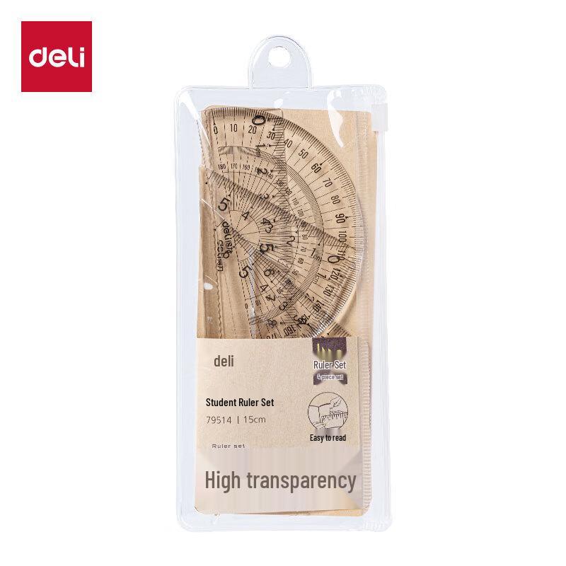 Deli 4-Piece Geometry Ruler Set