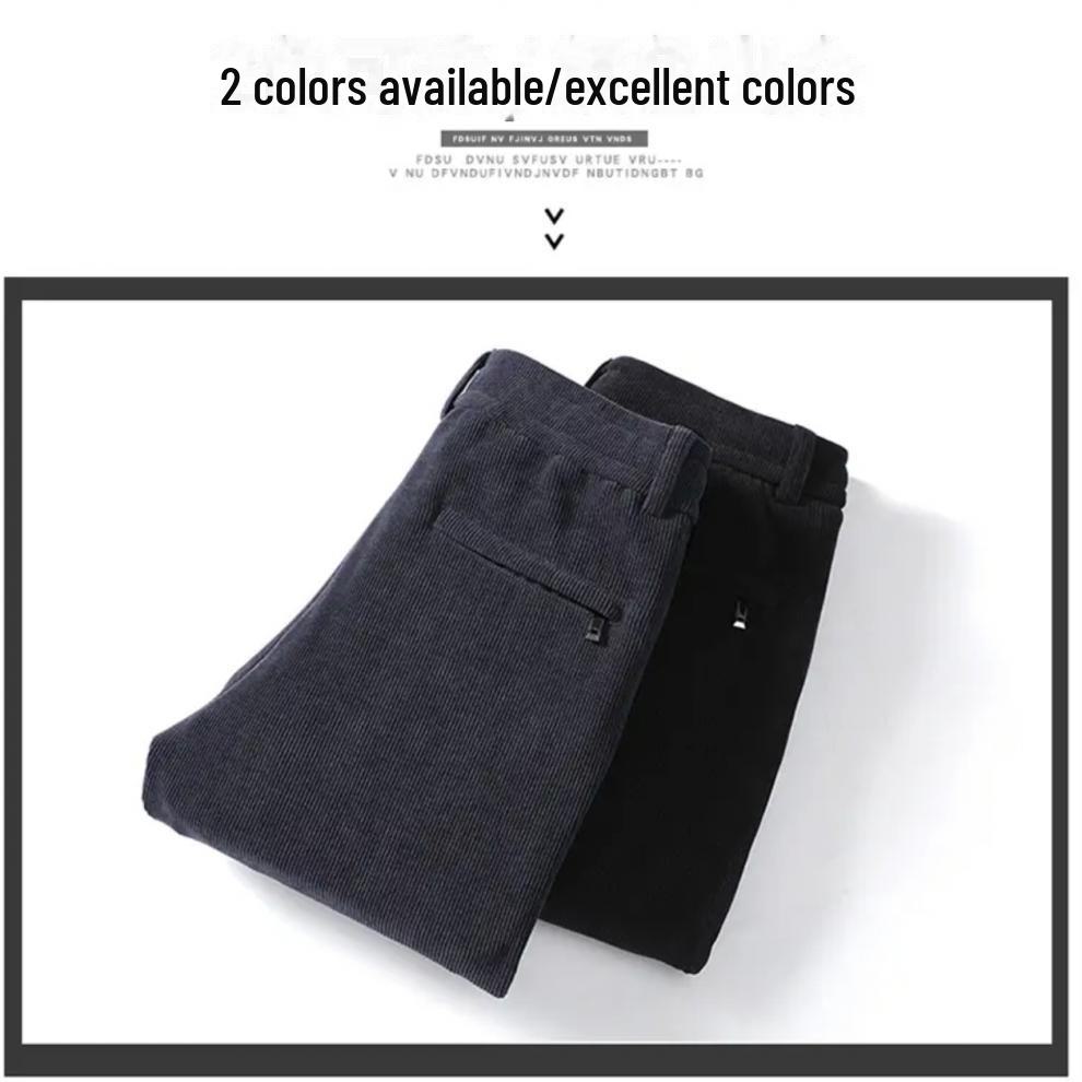 [Selected] 2024 Slim Straight Plus Velvet Casual Pants - Trendy Autumn & Winter Thickened Trousers