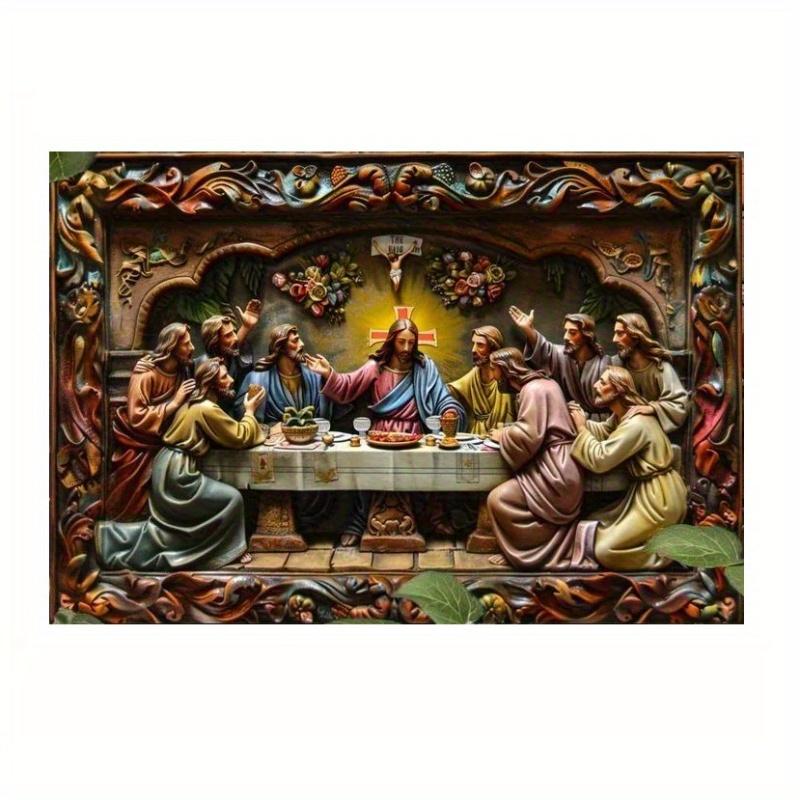 

2d Плоский 30*20см, Вінтажне полотно Мистецтво Таємна Вечеря Ісуса та Учнів, Чудово для духовного домашнього декору, для дому, офісу, для дому, кухні, саду 30*20cm