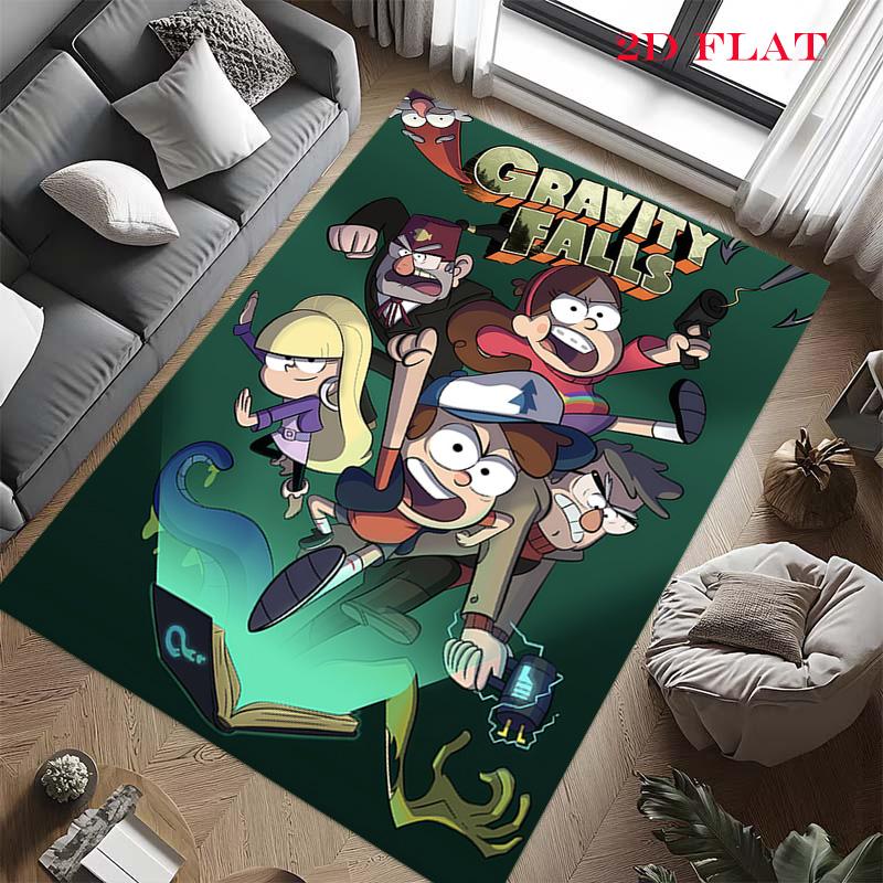 Cute Gravity Falls Carpet Rug for Living Room Bedroom Home Sofa Decoration,Kids play Nonslip Floor Mat