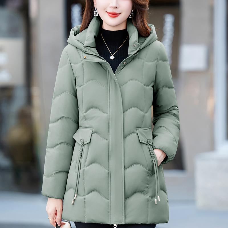 

Модные зимние куртки женские парки с капюшоном свободные толстые теплые женские длинные пальто 3XL зелёный