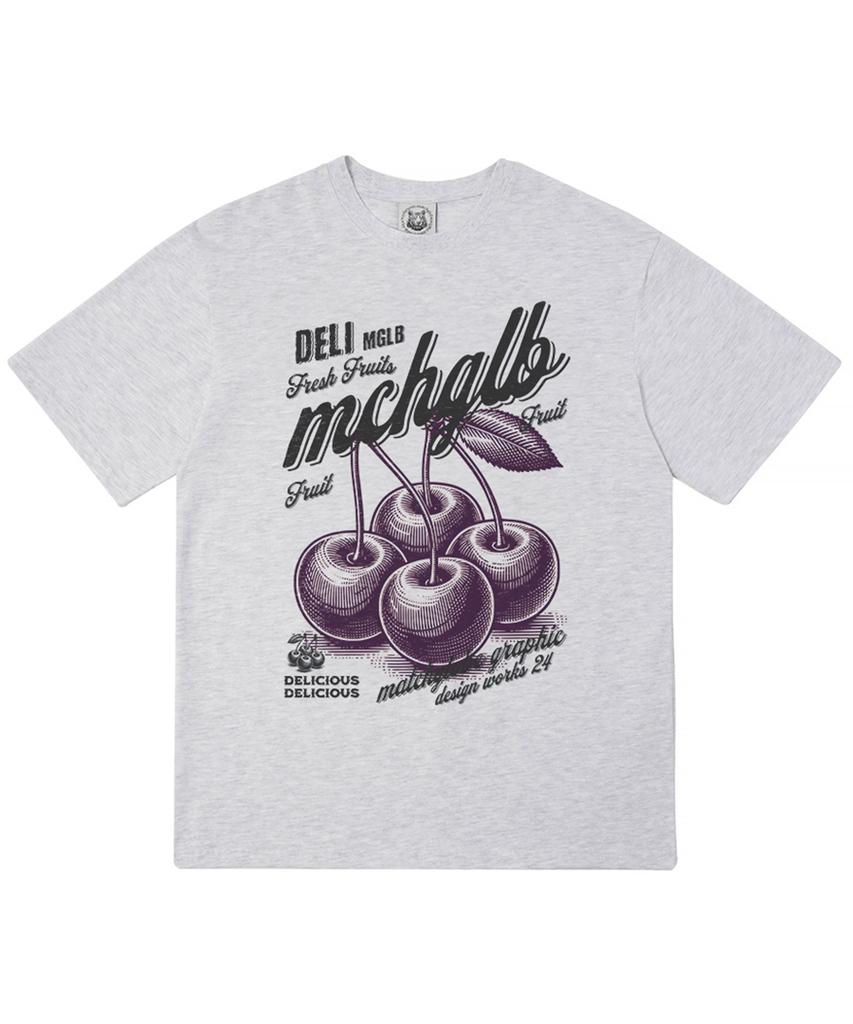 MATCHGLOBE Four Cherry Oversized Tee (Light Melange)