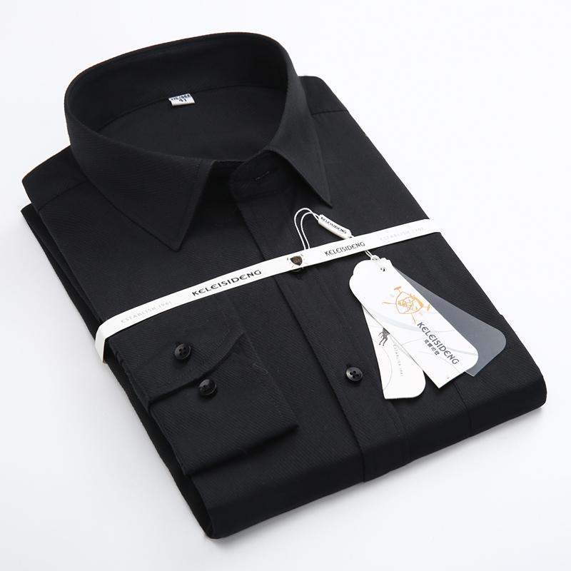 Formal Solid Twill Long Sleeve Regular Fit Excellent Office Man's Work Shirt