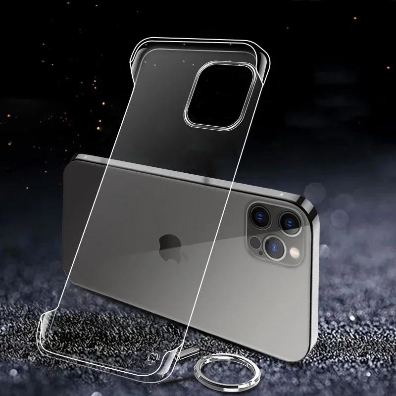 

Тонкий безрамочный прозрачный чехол для телефона iPhone 15 14 13 12 Mini 11 Pro XS Max XR X 8 7 Plus SE 2020, прозрачный пластиковый чехол