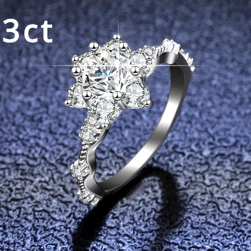 Anillo de plata de ley S925 anillo de moissanita de 5 ct para mujer girasol clásico seis garras anillo de propuesta anillo de boda anillo de diamantes de propuesta regalo