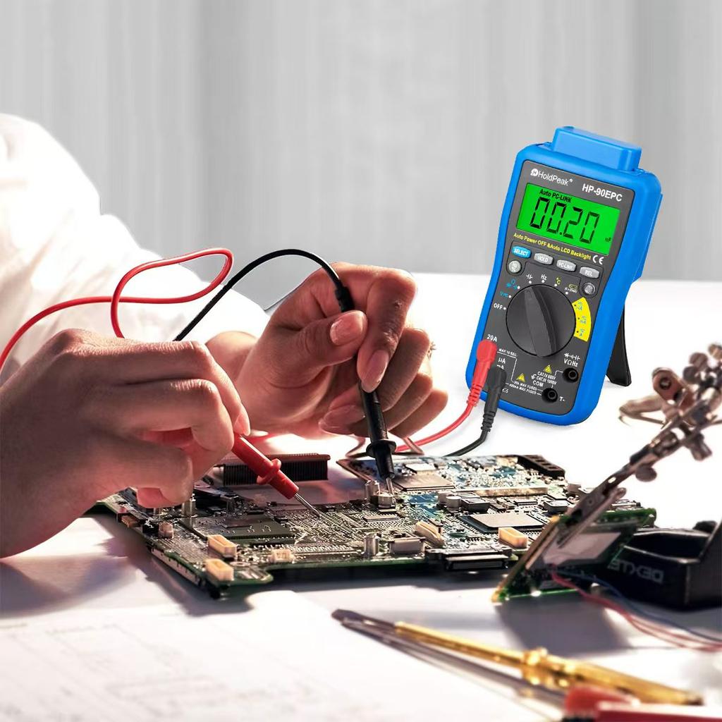 Professional Digital Multimeter True RMS NCV 20A Current AC DC Voltmeter Capacitance Resistance Tester HoldPeak HP-90EPC