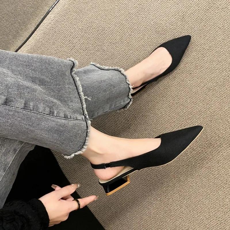 

2024 Лето Женские Новые Сексуальные Ретро Однотонные Каблуки Искусственная Кожа Улица Банкет Вечеринка Мода Женские Сандалии Большой Размер 42 42 чёрный