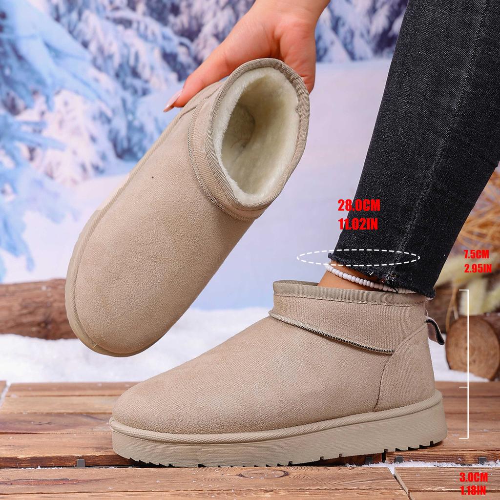 Large size snow boots women's new winter short boots flat-bottomed velvet thermal cotton shoes