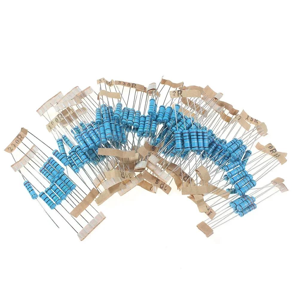 150/300PCS 0.5W 1W 2W 3W Metal Film Resistor Kit 1% High precision 0.1R~750R Electronica Kit diy electronic components 30values