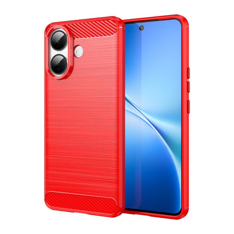 

For Cover Vivo iQOO Z10R Case For Vivo iQOO Z10R Global Shockproof Soft Silicone Carbon Fiber Back Case For Vivo iQOO Z10R Case червоний