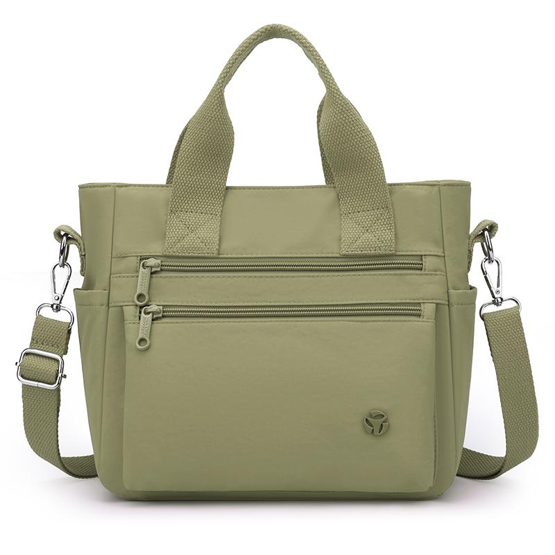 Borsa Tote Versatile in Nylon con Tasche Multiple con Zip Tracolla Regolabile Borsa a Spalla Casual per Donne Quotidiana