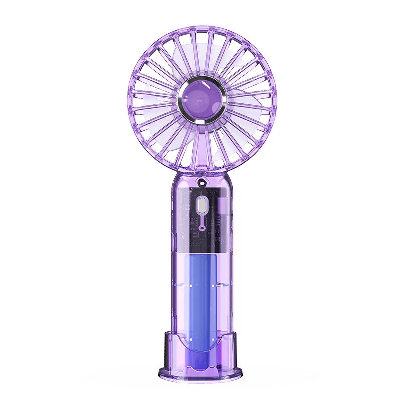 USB-Powered Transparent Mini Turbine Fan: Strong Wind, Portable, Outdoor Use 170x72x40mm фиолетовый