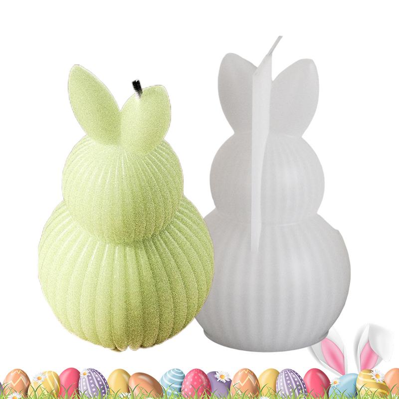 DIY Oster-Serie Silikonform 3D Gestreiftes Ei Gerader Ohrhase Kürbis Diamantmuster Hase Duftkerze Gips