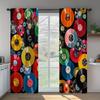 Set di 2 Tende con Stampa di Dischi Retrò Adatte Camera da Letto Soggiorno Cucina Decorazione Finestra Casa Realizzate in Poliestere Trattamento Area