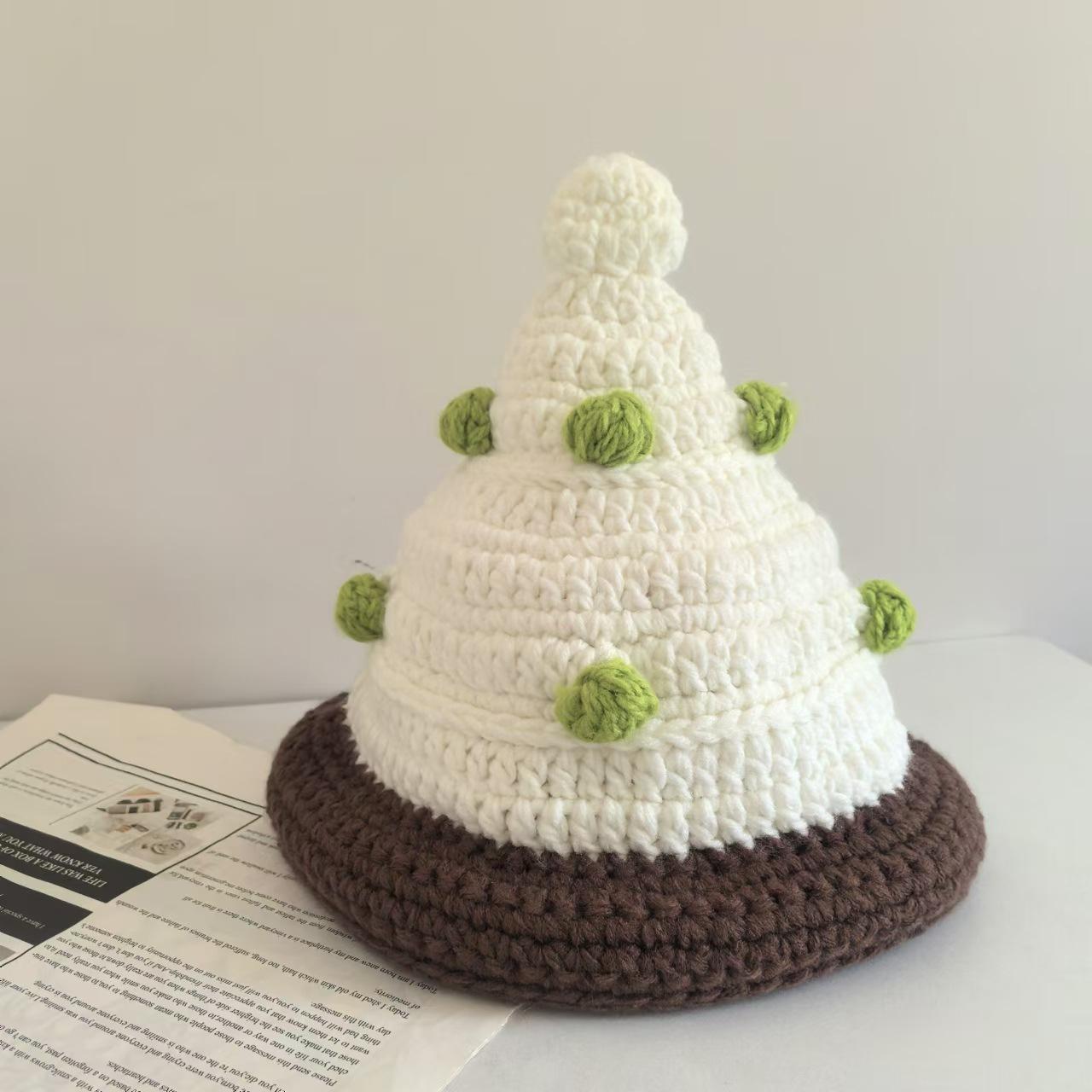 

Осенне-зимняя теплая защитная шапка ручной работы из мультфильма, модная креативная милая рождественская шерстяная шапка для женщин, смешная M（56-58cm） белый