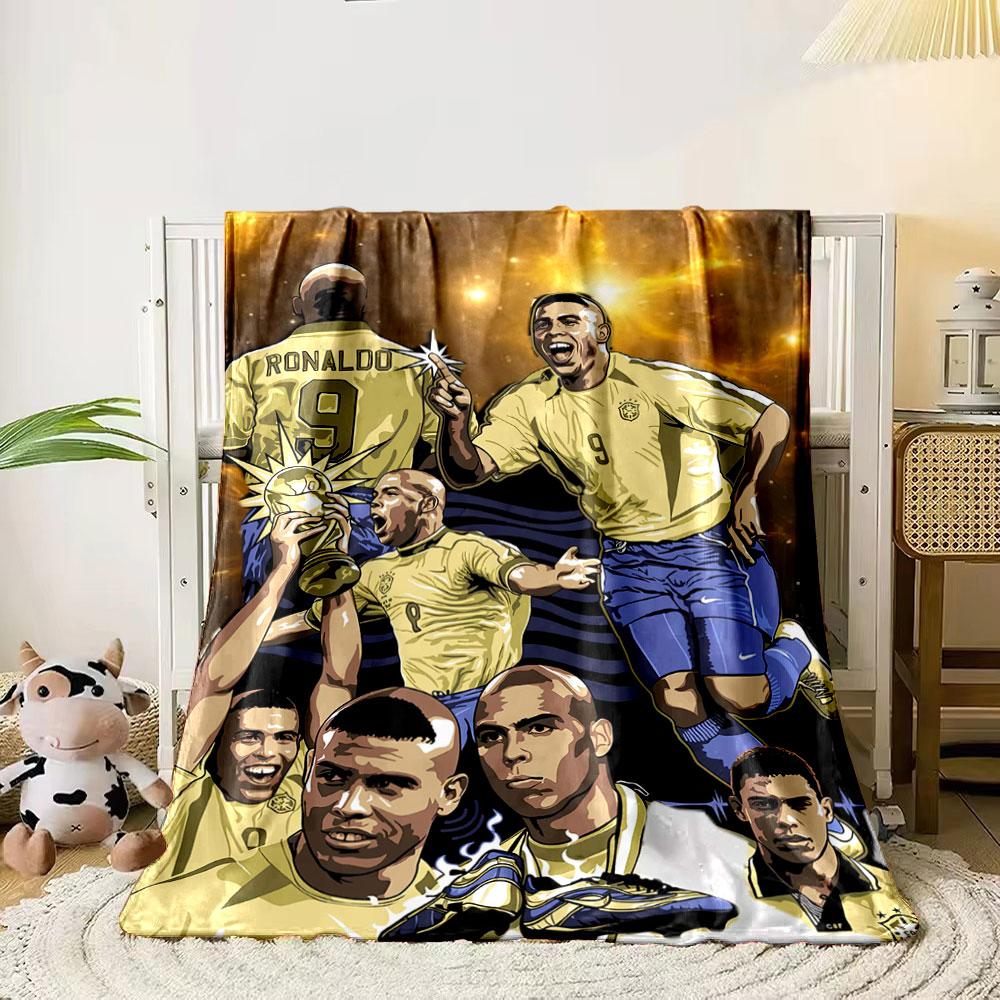 

Dynamic illustrations of a soccer player in yellow jersey with No. 9. for all seasons blanket lunch break throw gift 80cm x 120cm