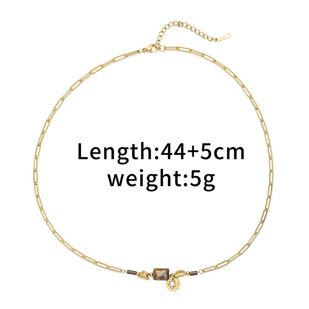 Meillard Nische Tigerauge 18k Titanstahl Halskette: Hochwertige vielseitige Pulloverkette für Damen