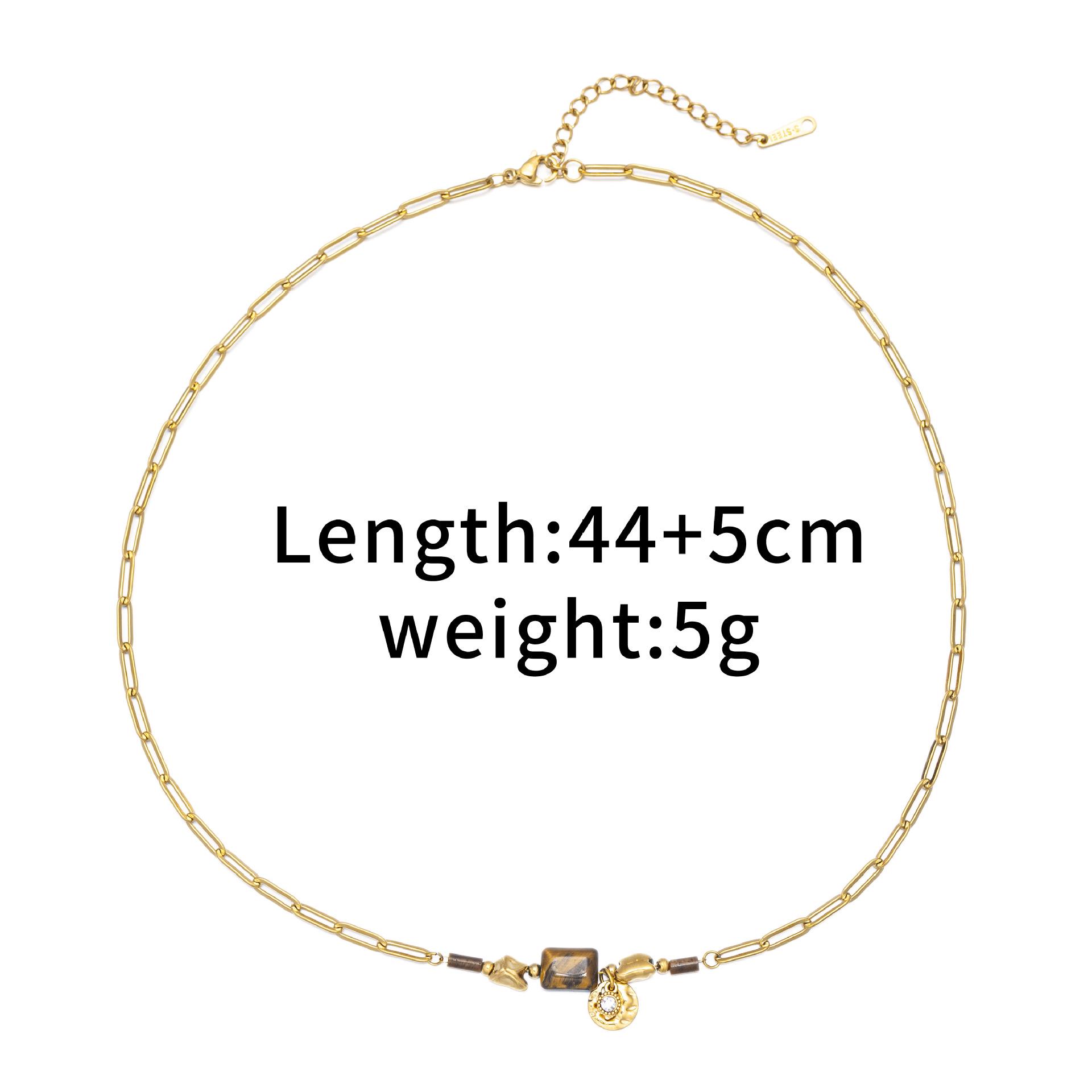 

Ожерелье Meillard Niche Тигровый глаз 18к Титановая сталь: Универсальная цепочка-свитер класса люкс для женщин