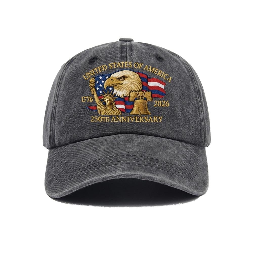 Hot-selling Washed Retro Printed Baseball Cap American Anniversary Men's and Women's Caps Embroidery Production Log